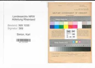 Entnazifizierung Karl Simon , geb. 26.02.1890 (Angestellter)