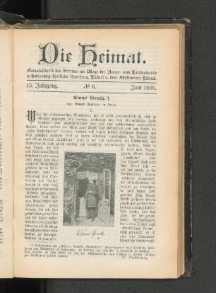 15. Jahrgang. No. 6. Juni 1905.