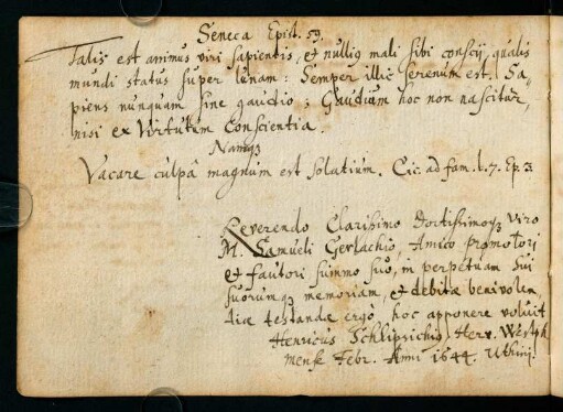 147v, Eutin ; 02.1644 / Henricus Schlipsichius