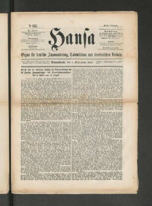 No. 157. Sonnabend, den 3. September 1853.