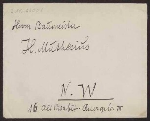 Schreiben an Hermann Muthesius (Brief)