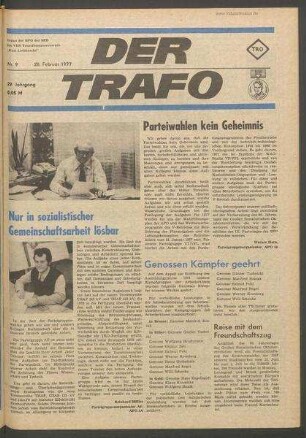 TRO-Betriebszeitung 'Der Trafo'; Nr. 9/1977 (28. Februar 1977)