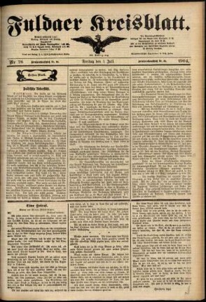 Erste Ausgabe vom Freitag, den 01. Juli 1904.