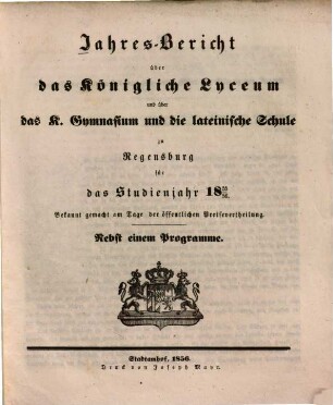 Jahres-Bericht. 1855/56 (1856)