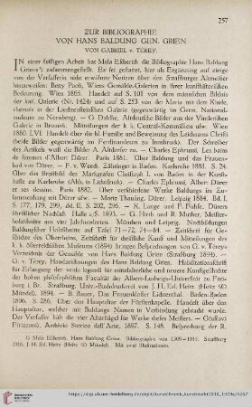 Zur Bibliographie von Hans Baldung Gen. Grien