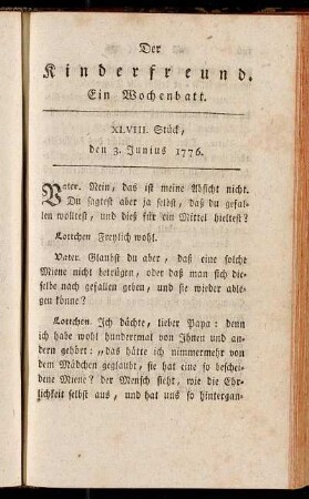 XLVIII. Stück, den 3. Junius 1776