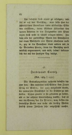 21. Ferdinand Cortez. (Geb. 1485, † 1547.)