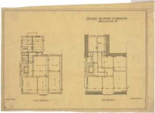 Billing, Hermann; Karlsruhe, Eisenlohrstr. 45; Haus Hornecker (Rothfuss) - Grundriss 2. OG, 3. OG; Grundriss Dachstock