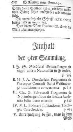 Innhalt der 9ten Sammlung.