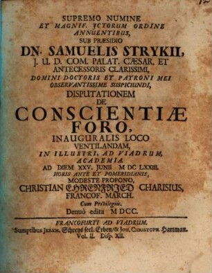 De conscientiae foro