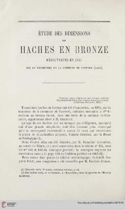 N.S. 16.1867: Étude des dimensions des haches en bronze découvertes en 1851 sur le territoire de la commune de Vauvert (Gard)