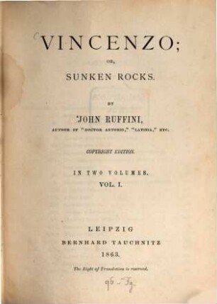 Vincenzo, or sunken rocks, 1