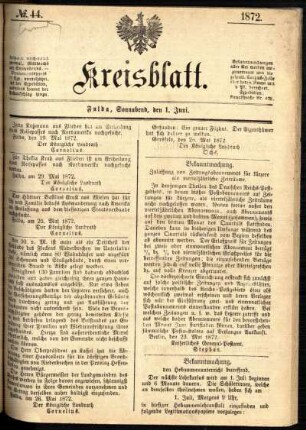 Ausgabe vom Samstag, den 01. Juni 1872.