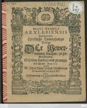 Novi Templi Arxlebiensis Inauguratio