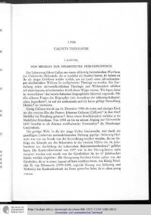 I. Teil: Calixts Theologie