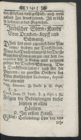 Irrdischer Stern-Kunde. Vom Drachen-Kopf und Schwantz