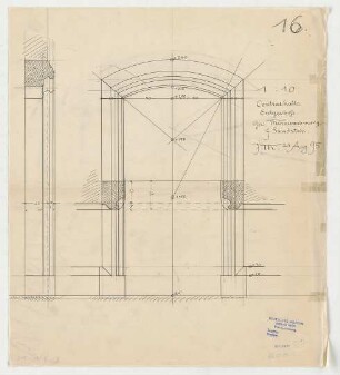 Thiersch, Friedrich von; München; Justizpalast - Türeinrahmung in der Zentralhalle EG (Ansicht, Schnitte)