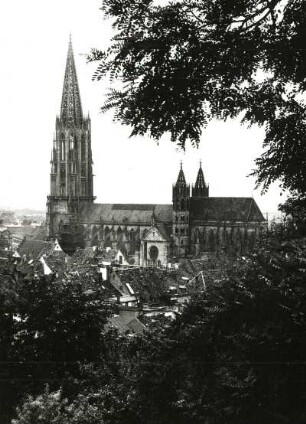 Freiburg im Breisgau. Münster Unserer Lieben Frau (um 1200 begonnen). Ansicht von Südosten