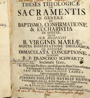 Theses Theologicae De Sacramentis In Genere Et Baptismo, Confirmatione & Eucharistia In Specie