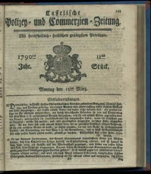 11tes Stueck, Montag den 15ten Maerz. 1790
