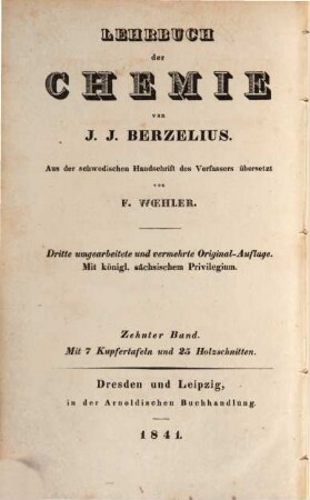 Lehrbuch der Chemie, 10. Band. Chemische Operationen und Geräthschaften : nebst Erklärung chemischer Kunstwörter in alphabetischer Ordnung