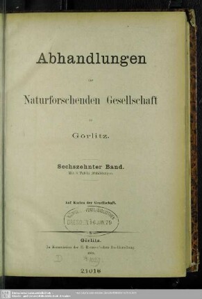 16.1879: Abhandlungen der Naturforschenden Gesellschaft zu Görlitz