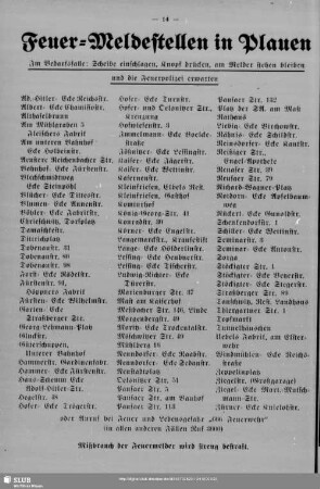 Feuer-Meldestellen in Plauen