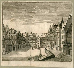 Heidelberg, Inneres des Schlosshofs: Ansicht von Süden gegen den Friedrichsbau