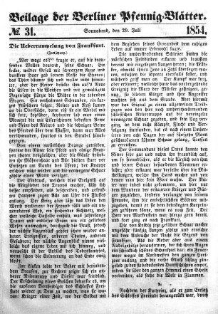Beilage: No. 31, Sonnabend, den 29. Juli