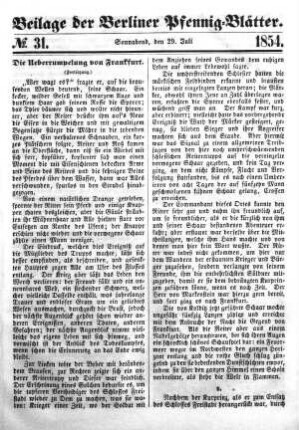 Beilage: No. 31, Sonnabend, den 29. Juli