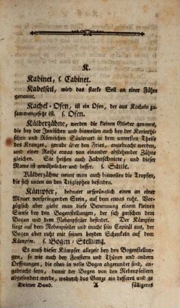 Encyklopädie der bürgerlichen Baukunst, in welcher alle Fächer dieser Kunst nach alphabetischer Ordnung abgehandelt sind : Ein Handbuch für Staatswirthe, Baumeister und Landwirthe, Dritter Theil. K - M : Mit XXV. Kupfertafeln