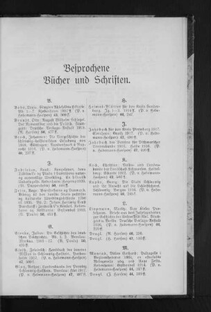 Besprochene Bücher und Schriften.