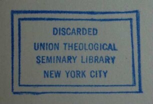 Union Theological Seminary, New York, NY, Library / Stempel