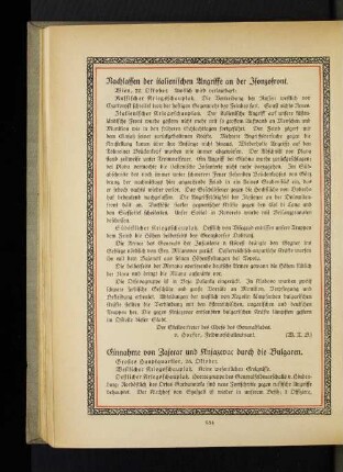 Nachlassen der italienischen Angriffe an der Isonzofront.
