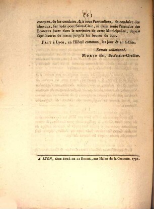 Délibération du Corps Municipal de la ville de Lyon, relative à la fête patriotique du 14 Juillet : du 9 Juillet 1791