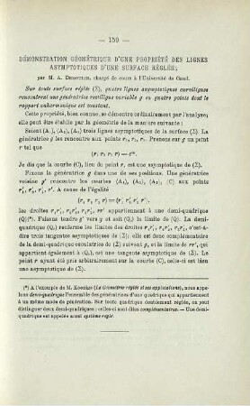 DÉMONSTRATION GÉOMÉTRIQUE D´UNE PROPRIÉTÉ DES LIGNES ASYMPTOTIQUES D´UNE SURFACE RÉGLÉE.