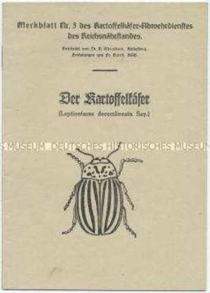 Heft mit Hinweisen zur Bekämpfung von Kartoffelkäfern