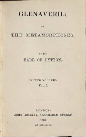 Glenaveril; or, The metamorphoses : in two volumes, 1