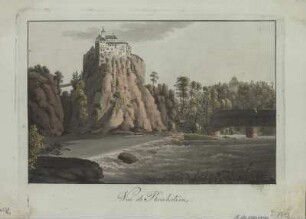 Ansicht von Burg Kriebstein, Kupferstich, um 1820 : Vue de Kriebstein / [Günther]. - [S.l.] , [um 1820?]. - 1 Kunstbl. : Kupferst. ; 19 x 13 cm