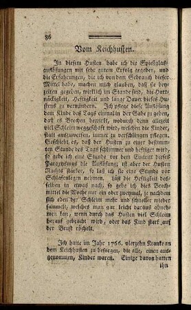 Vom Keuchhusten. - Von der englischen Krankheit.