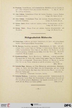 Holzgeschnitzte Bildwerke (Nr. 499-503)