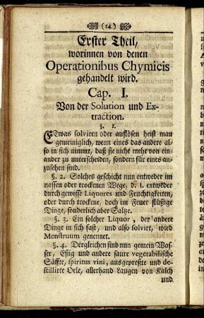 Erster Theil, worinnen von denen Operationibus Chymicis gehandelt wird.