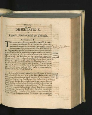 Dissertatio X. De Legatis, Fideicommissis & Codicillis.