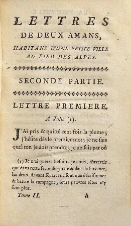 Lettres De Deux Amans, Habitans d'une petite Ville au pied des Alpes, 2