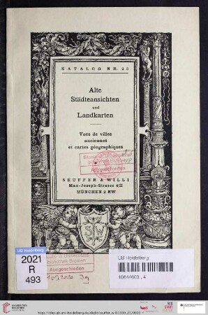 [1.] Abt.: Alte Städteansichten, Landkarten, Flugblätter, Kostümbilder: (Katalog Nr. 25)