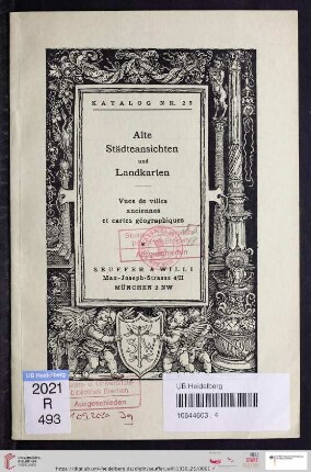 [1.] Abt.: Alte Städteansichten, Landkarten, Flugblätter, Kostümbilder: (Katalog Nr. 25)