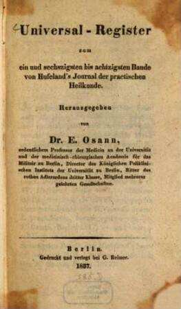 Journal der practischen Heilkunde. [80,a]