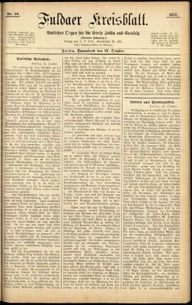 Erste Ausgabe vom Samstag, den 27. Oktober 1877.