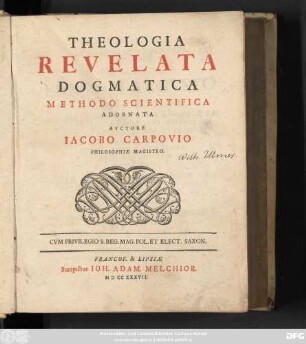 [Tomus 1]: Theologia Revelata Dogmatica Methodo Scientifica Adornata