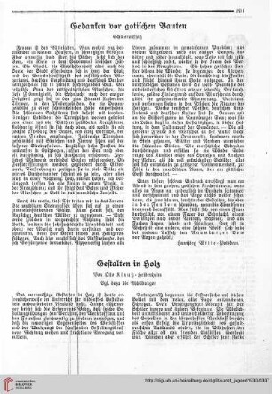N.F. 10.1930: Gestalten in Holz